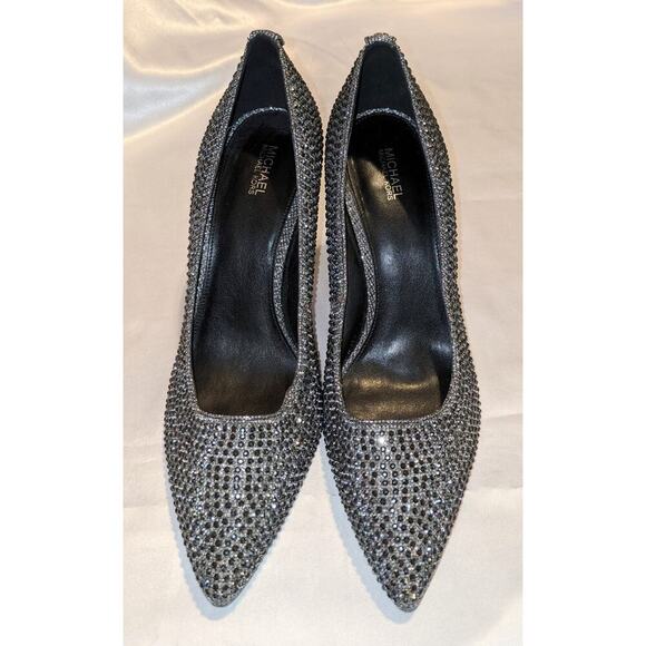Michael Kors Womens Alina Flex Pointed Toe Pumps Anthracite Grey 10M Embellished - Picture 3 of 9